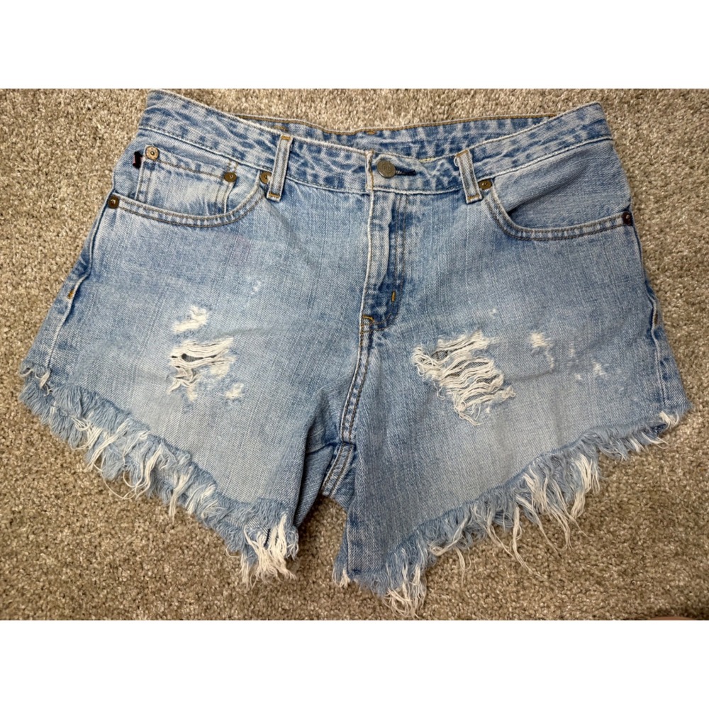 Polo Jeans Co Ralph Lauren Saturday Jean Distressed Denim Shorts Light Wash 6x32